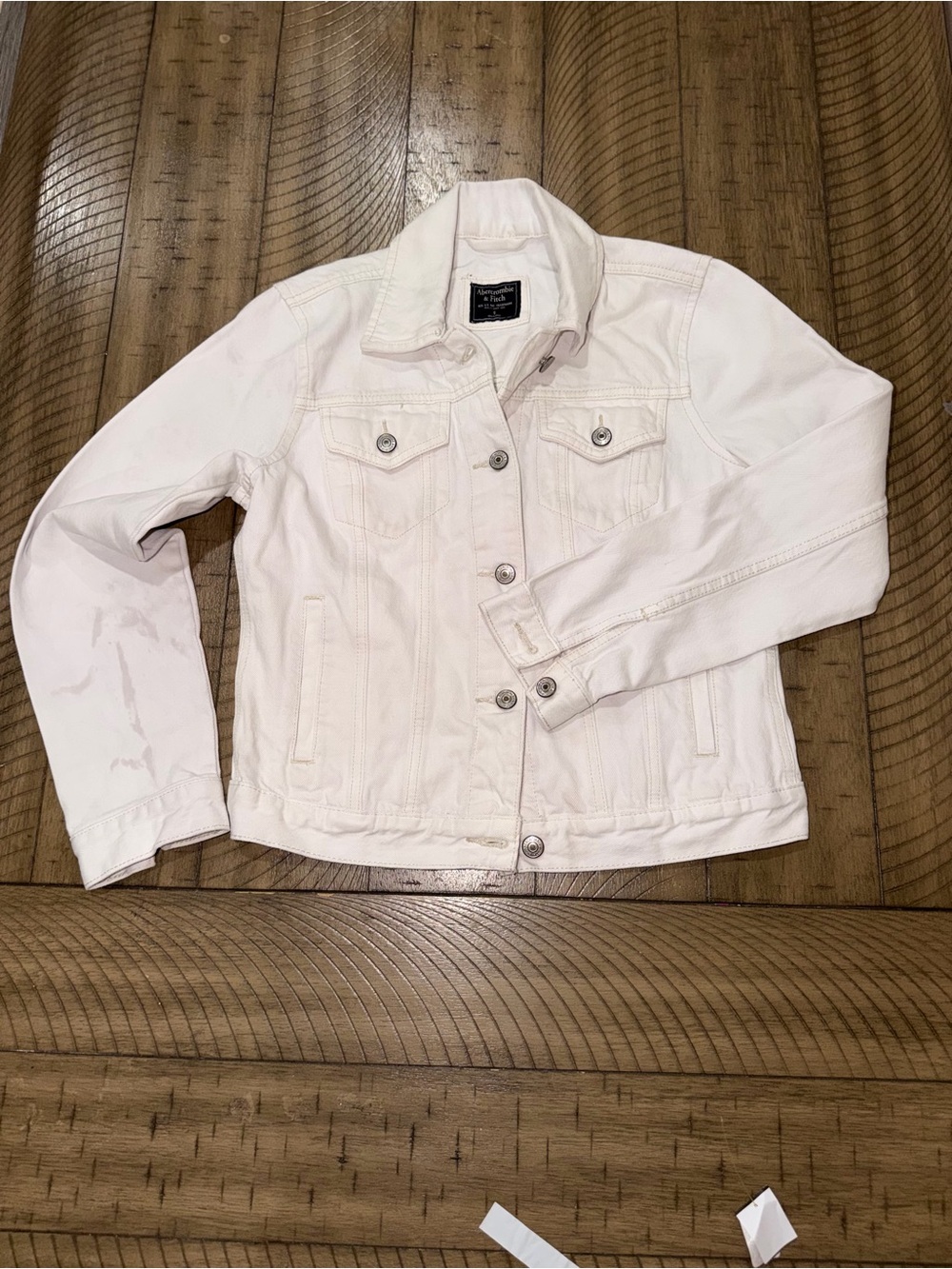 Abercrombie & Fitch White Denim Trucker Jacket